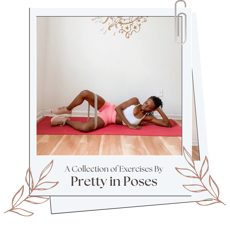 A woman performing a Clamshell exercise with resistance bands for the best butt exercises for women.