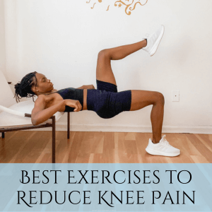 woman performing a single-leg hip thrust as part of the best exercises to reduce knee pain routine.
